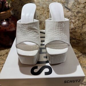 Schultz platform white platform heels